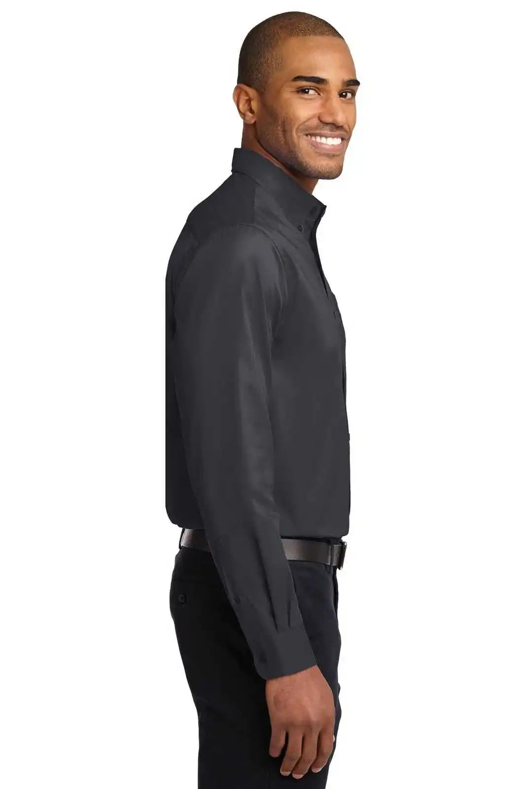 Port Authority S608es Extended Size Long Sleeve Easy Care Shirt - Classic Navy Light Stone