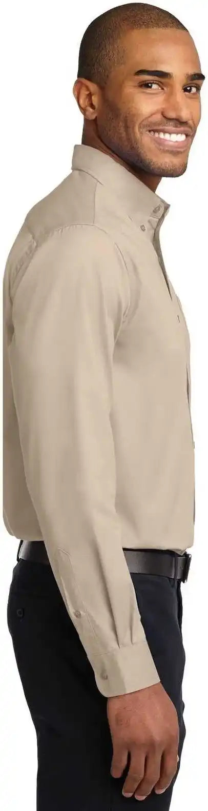 Port Authority S608es Extended Size Long Sleeve Easy Care Shirt - Stone