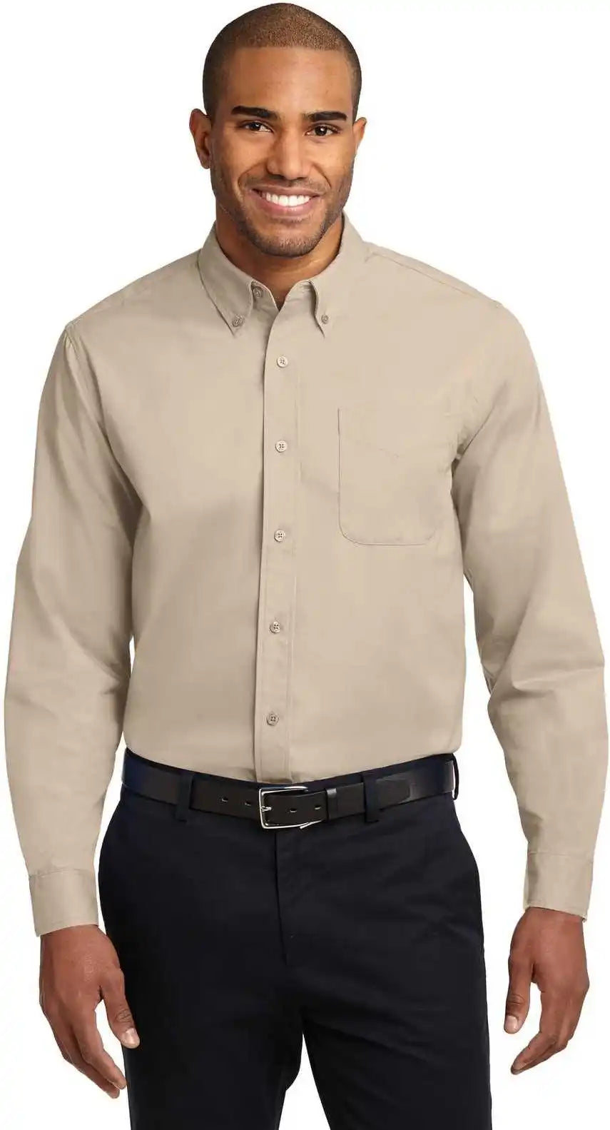 Port Authority S608es Extended Size Long Sleeve Easy Care Shirt - Stone