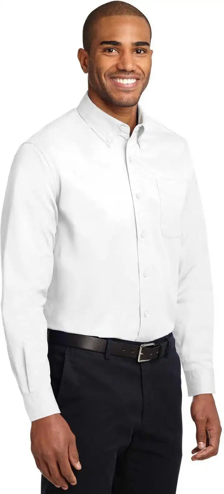Port Authority S608es Extended Size Long Sleeve Easy Care Shirt - White Light Stone