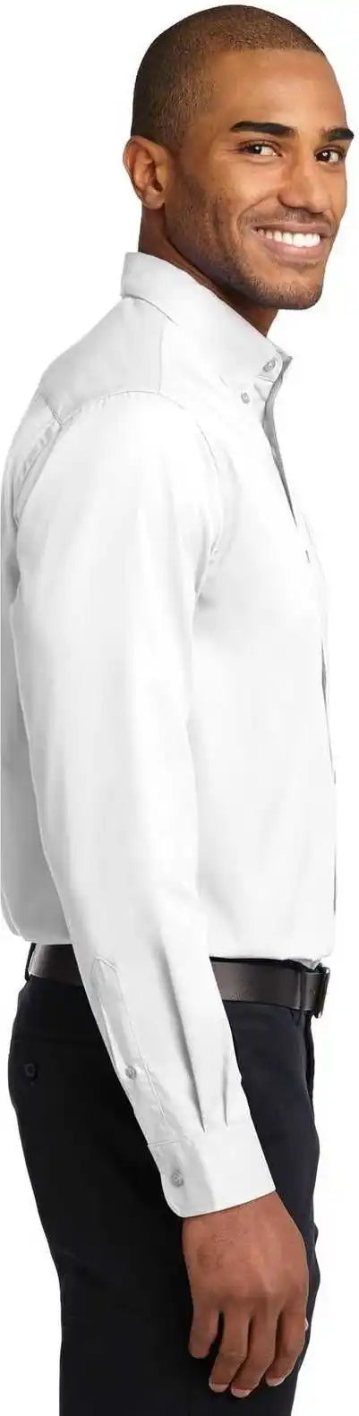 Port Authority S608es Extended Size Long Sleeve Easy Care Shirt - White Light Stone
