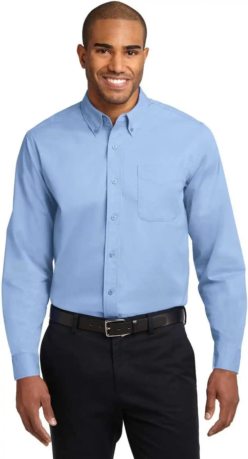 Port Authority S608es Extended Size Long Sleeve Easy Care Shirt - Light Blue Stone