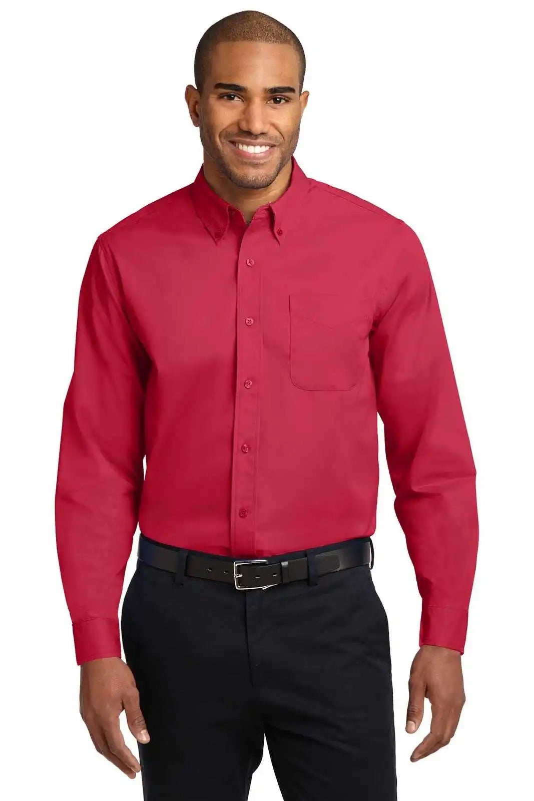 Port Authority S608es Extended Size Long Sleeve Easy Care Shirt - Red Light Stone
