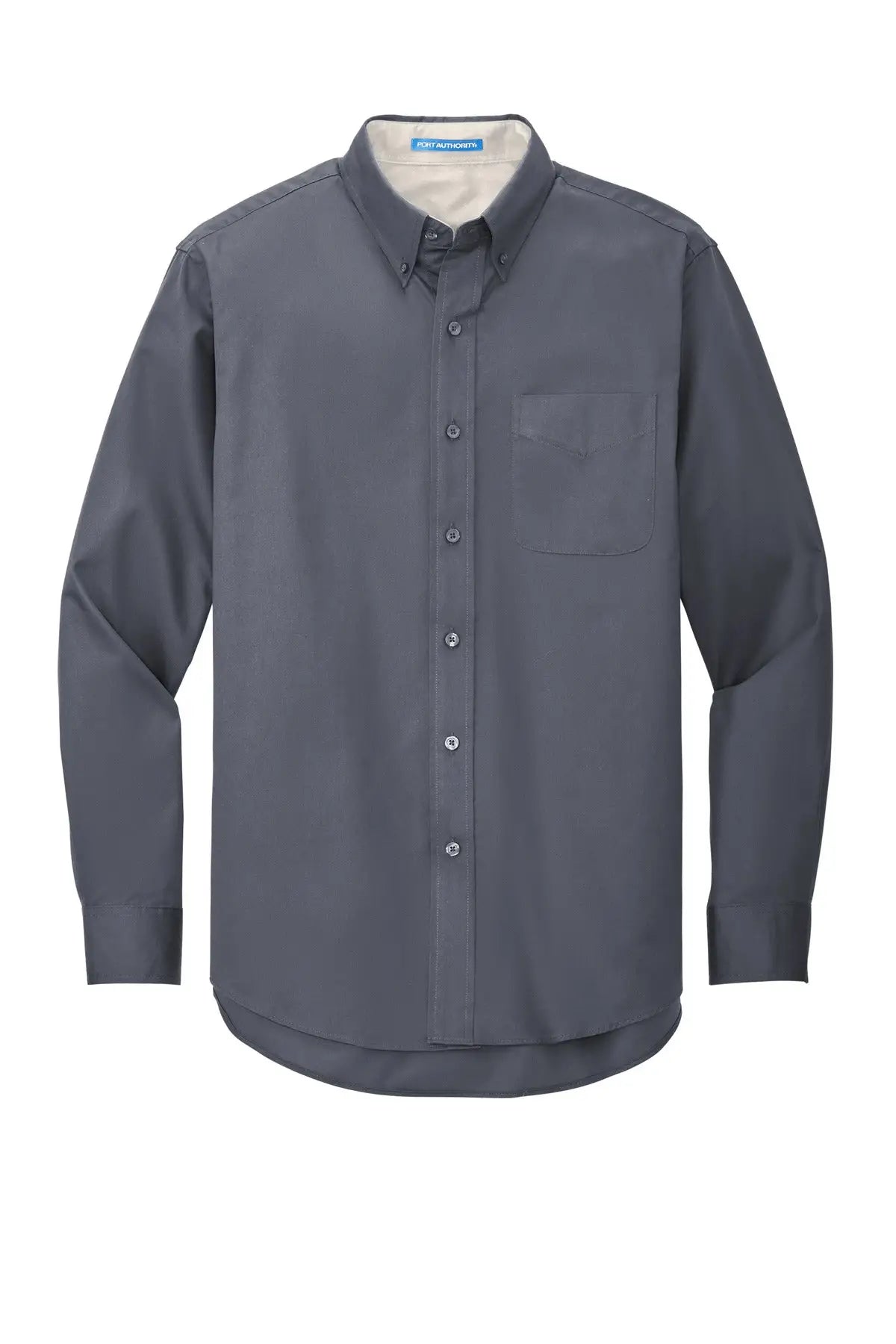 Port Authority S608es Extended Size Long Sleeve Easy Care Shirt - Steel Gray Light Stone