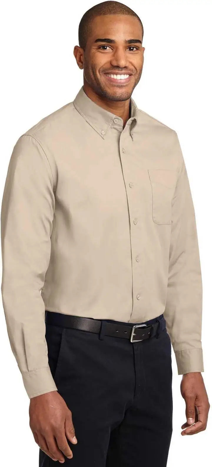 Port Authority S608es Extended Size Long Sleeve Easy Care Shirt - Stone