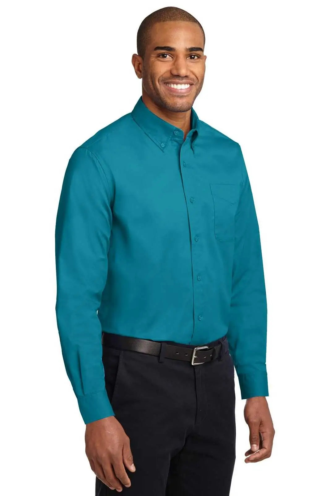 Port Authority S608es Extended Size Long Sleeve Easy Care Shirt - Teal Green
