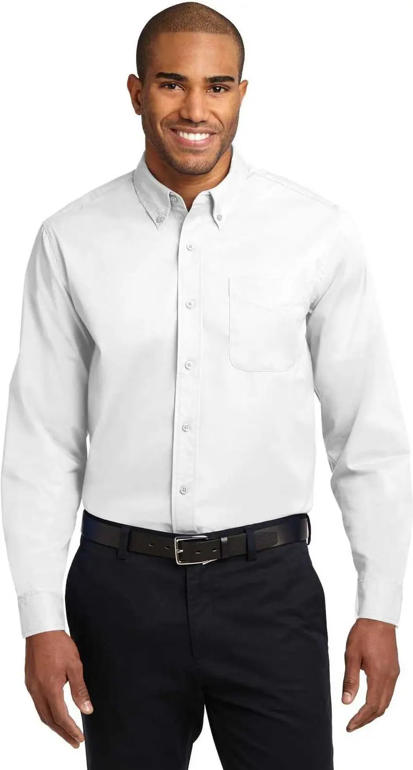 Port Authority S608es Extended Size Long Sleeve Easy Care Shirt - White Light Stone