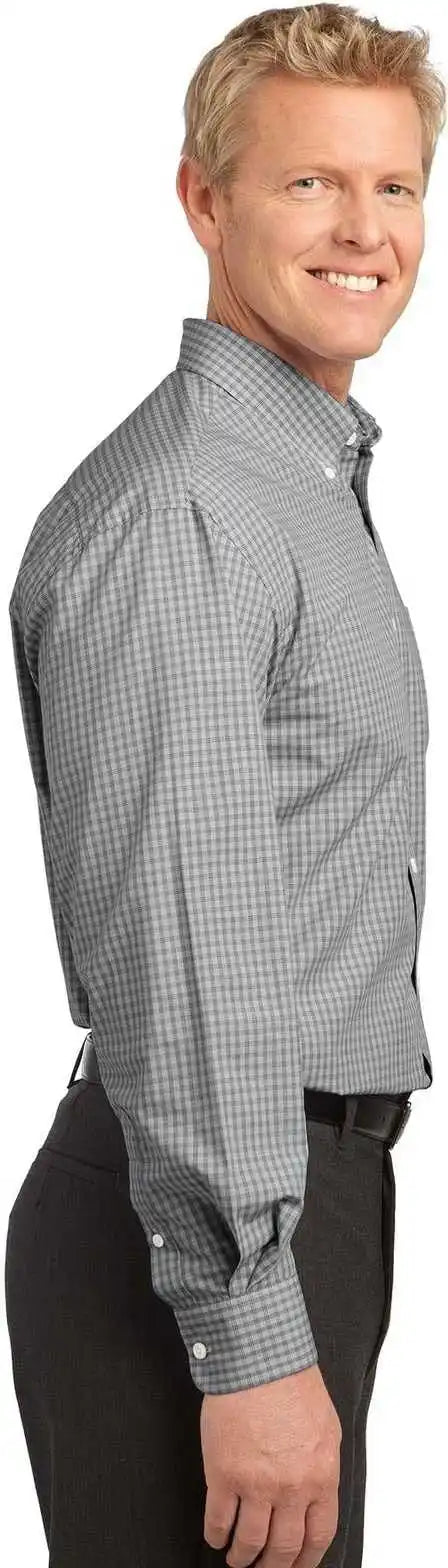 Port Authority S639 Plaid Pattern Easy Care Shirt Charcoal