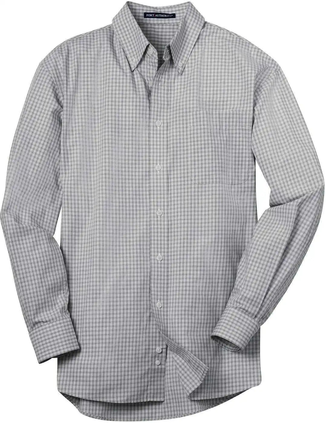 Port Authority S639 Plaid Pattern Easy Care Shirt Charcoal
