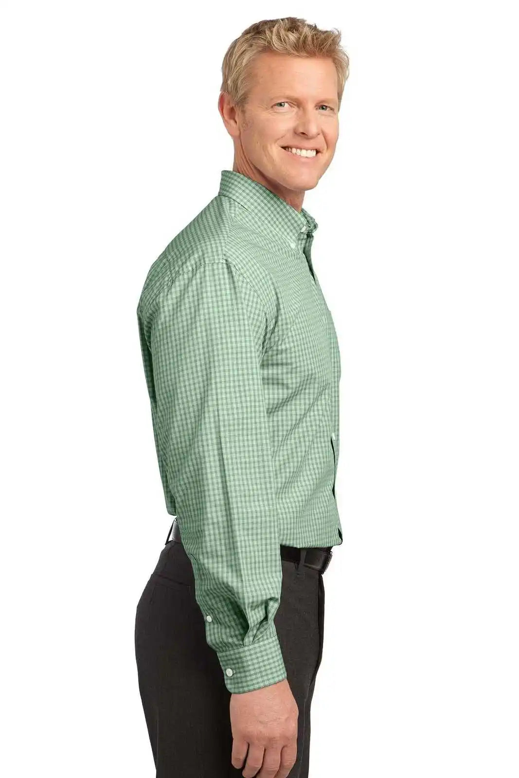 Port Authority S639 Plaid Pattern Easy Care Shirt - Green