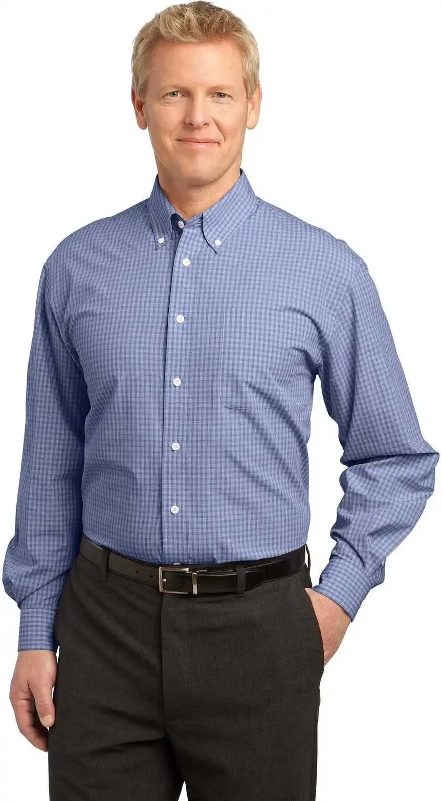 Port Authority S639 Plaid Pattern Easy Care Shirt - Navy