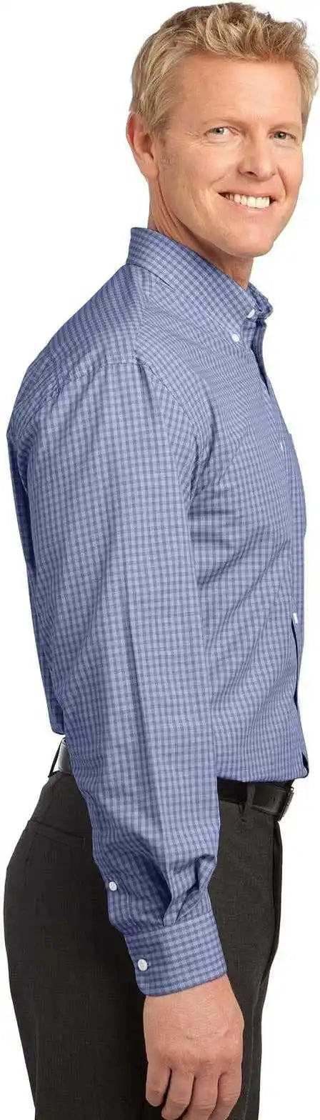 Port Authority S639 Plaid Pattern Easy Care Shirt Navy