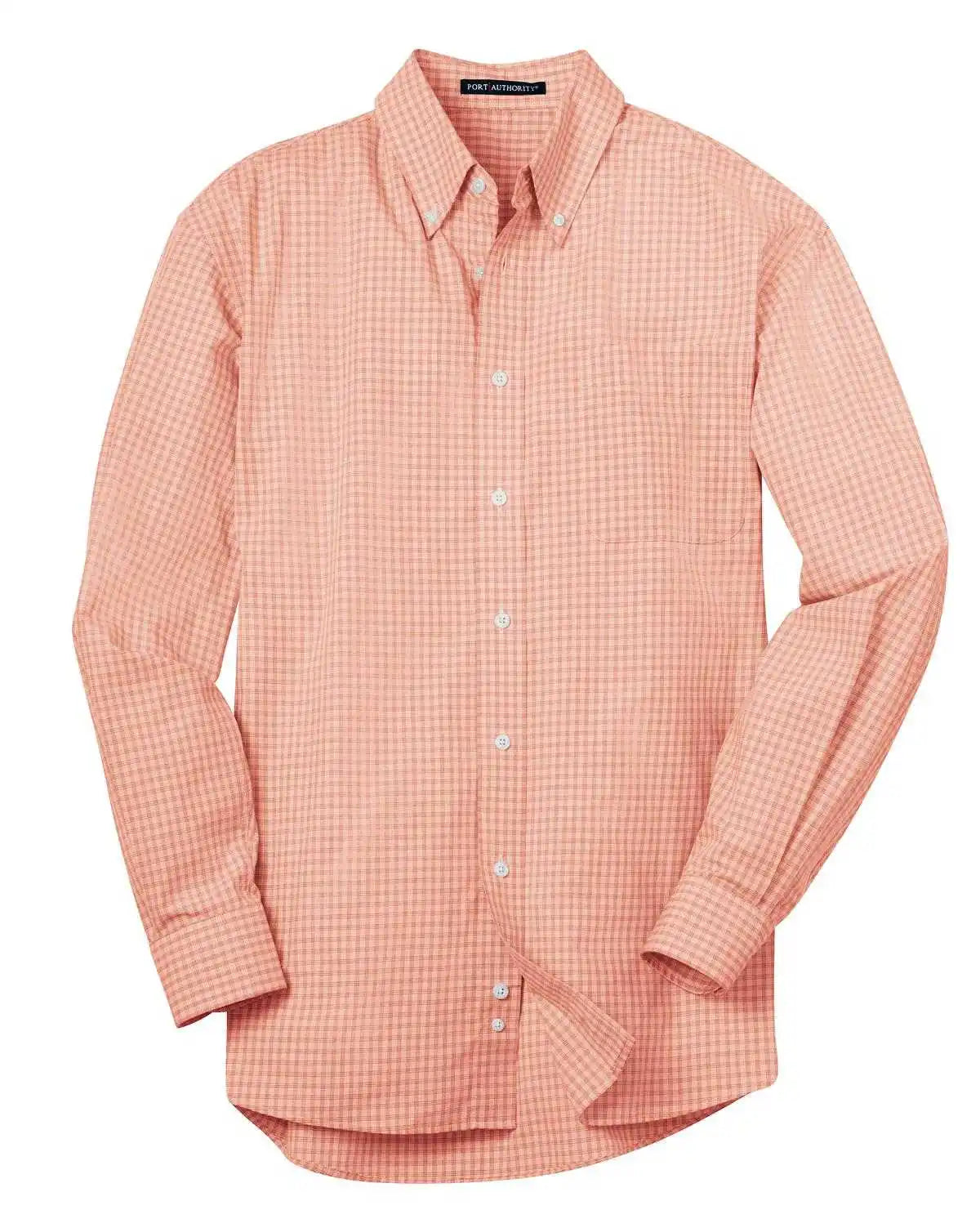 Port Authority S639 Plaid Pattern Easy Care Shirt - Orange - Adult Xs
