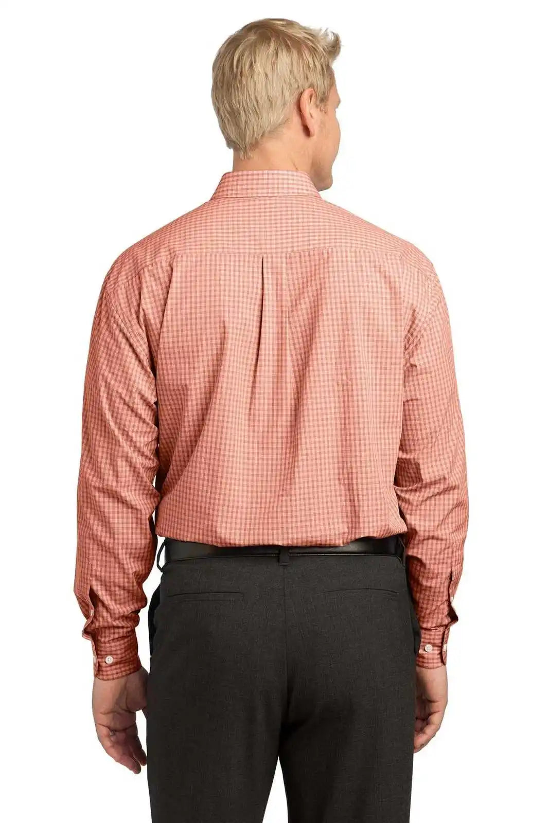 Port Authority S639 Plaid Pattern Easy Care Shirt - Orange - Adult Xs