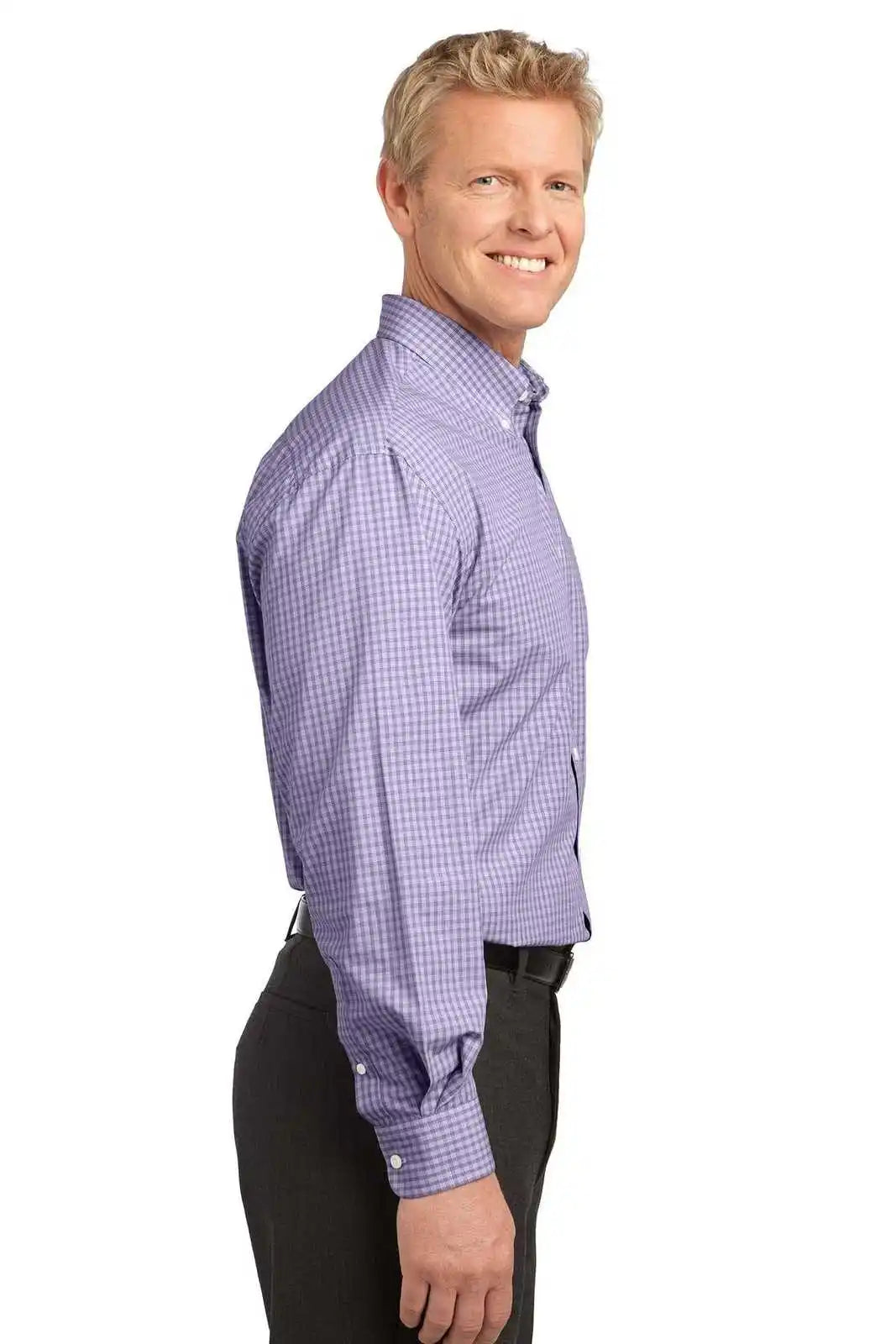 Port Authority S639 Plaid Pattern Easy Care Shirt - Purple