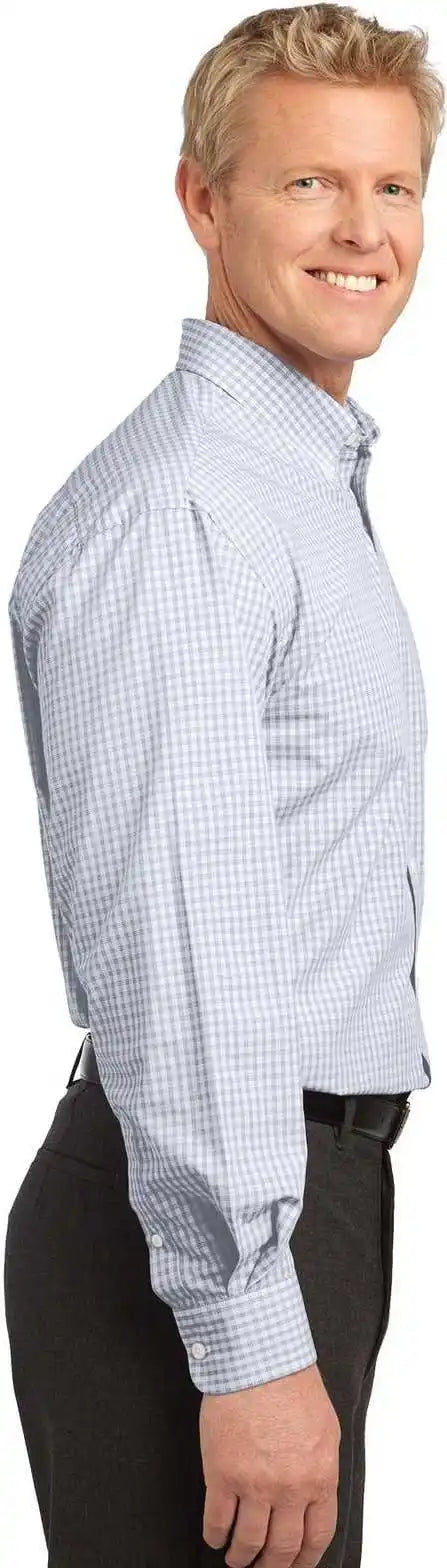 Port Authority S639 Plaid Pattern Easy Care Shirt White