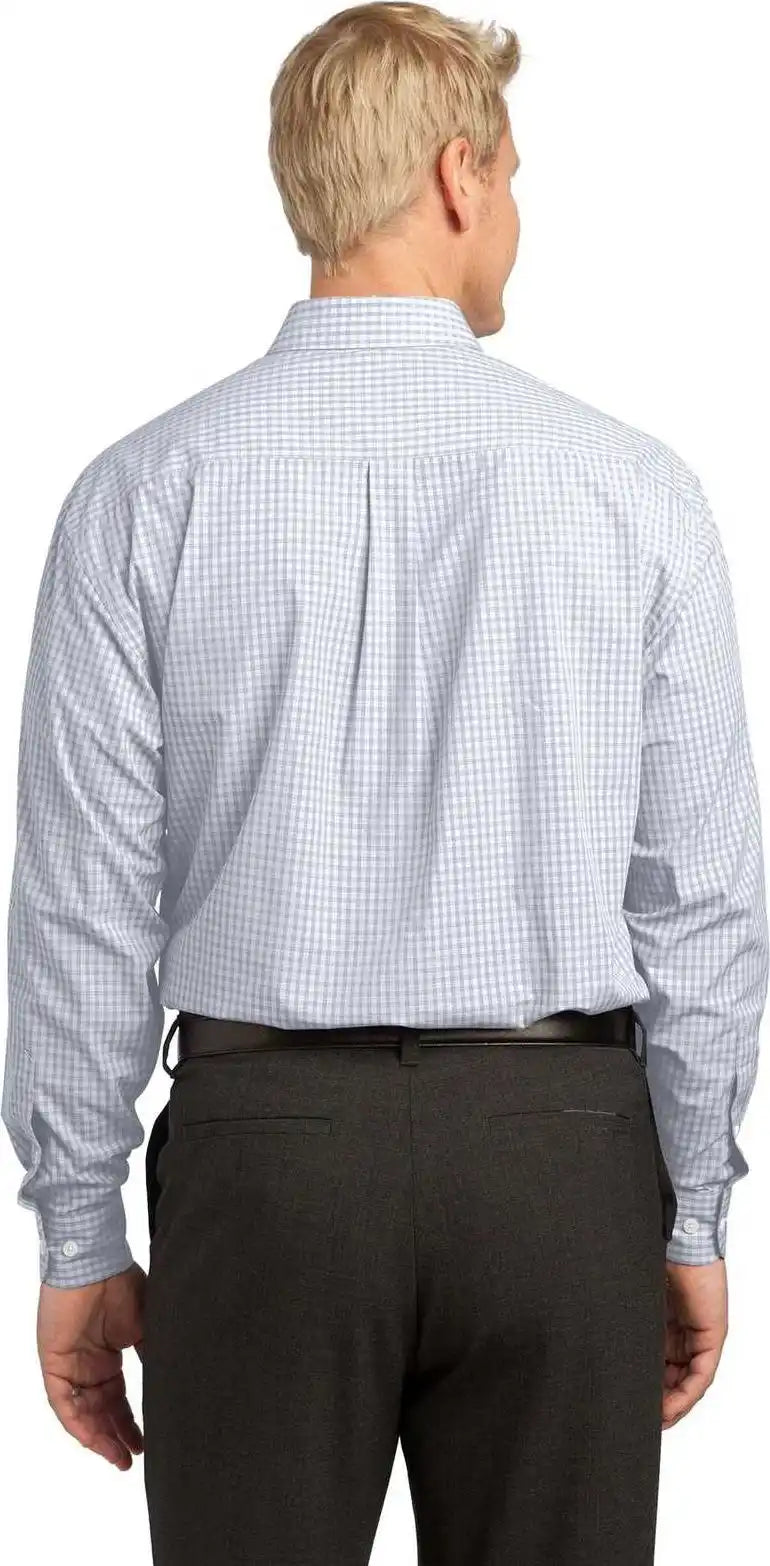 Port Authority S639 Plaid Pattern Easy Care Shirt White