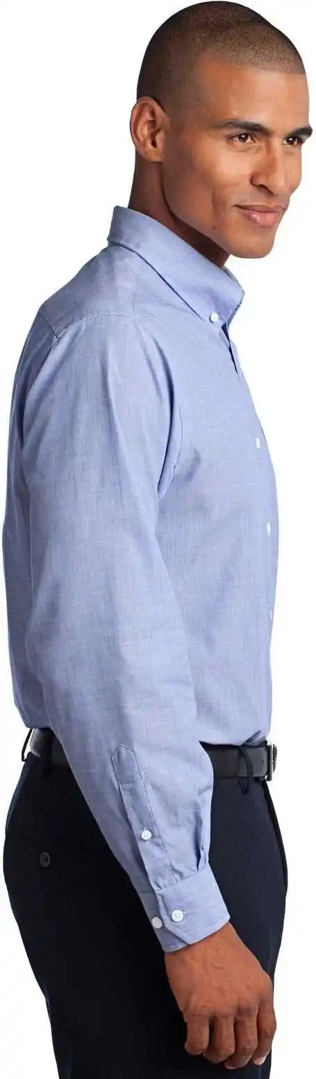 Port Authority S640 Crosshatch Easy Care Shirt Chambray Blue