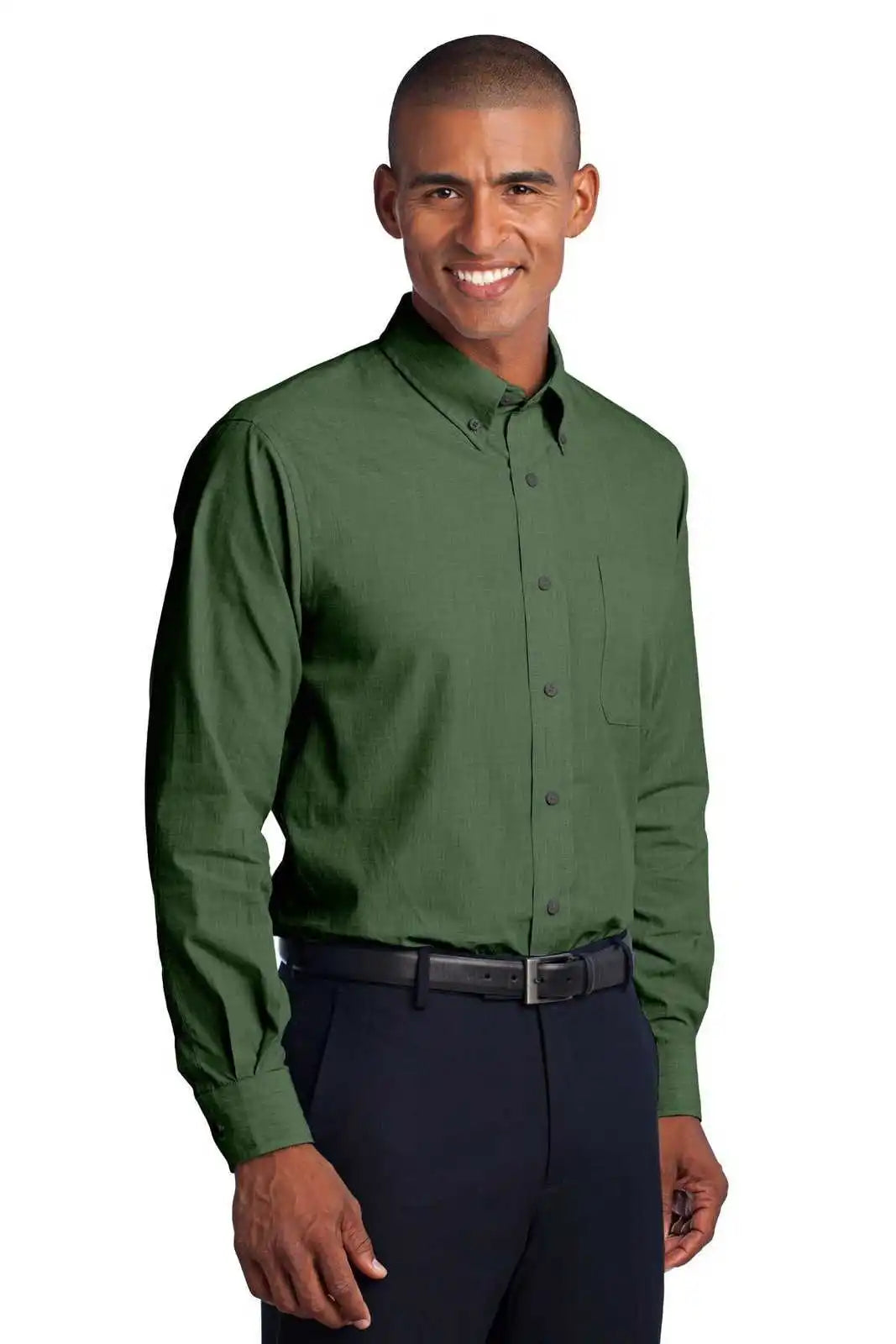 Port Authority S640 Crosshatch Easy Care Shirt - Dark Cactus Green