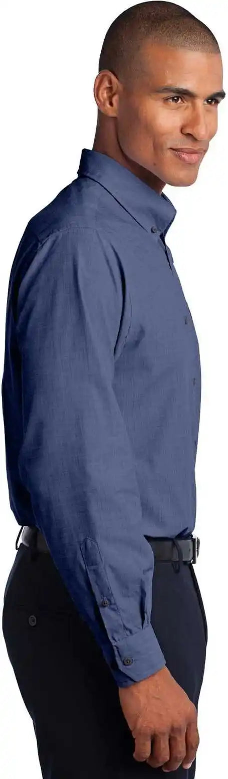 Port Authority S640 Crosshatch Easy Care Shirt Deep Blue