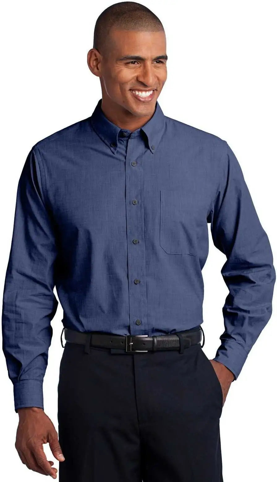 Port Authority S640 Crosshatch Easy Care Shirt - Deep Blue