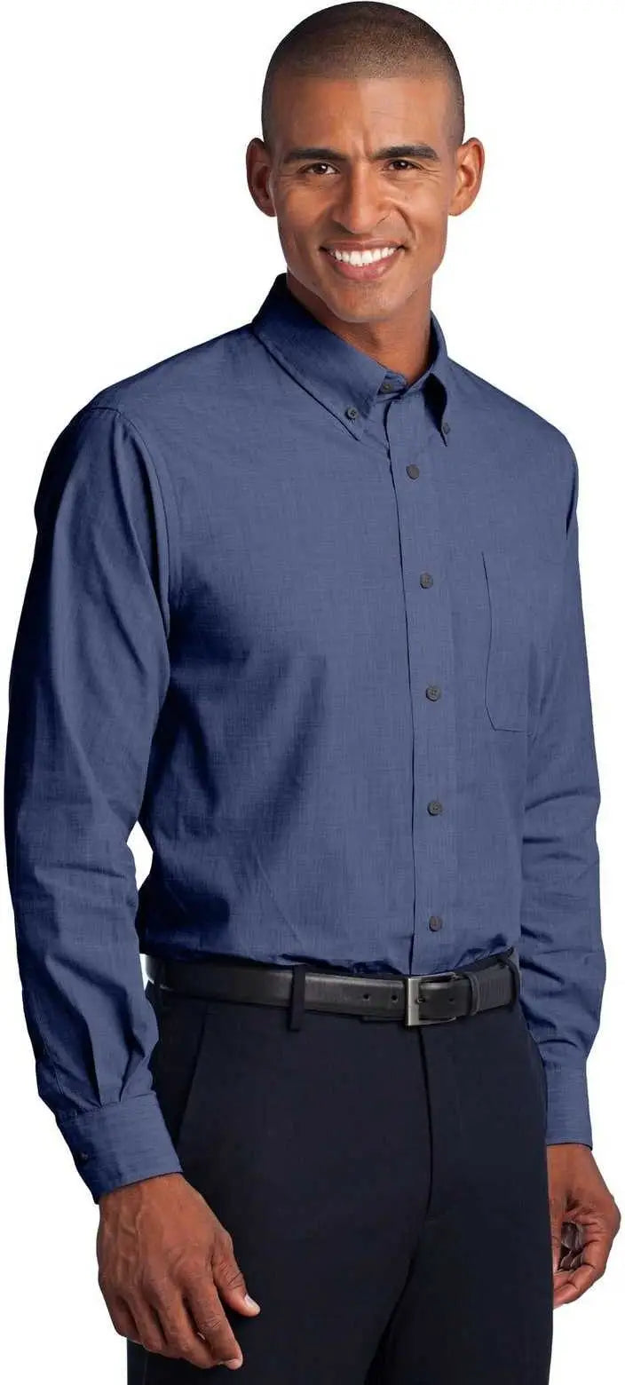 Port Authority S640 Crosshatch Easy Care Shirt - Deep Blue