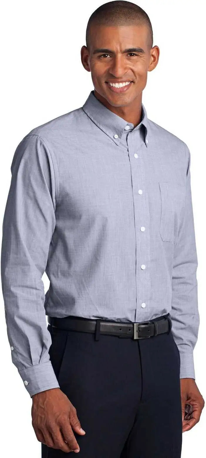 Port Authority S640 Crosshatch Easy Care Shirt - Navy Frost