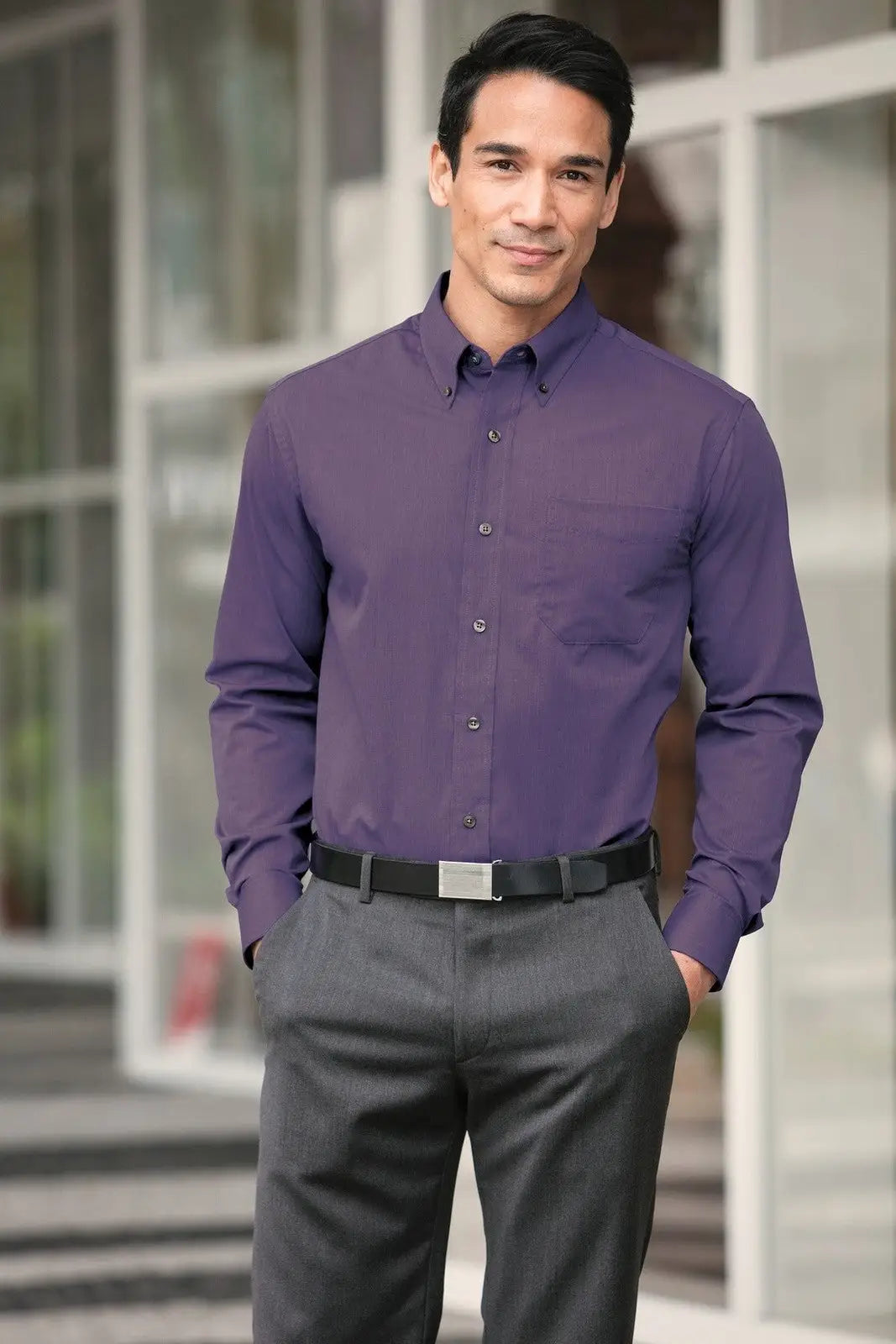 Port Authority S640 Crosshatch Easy Care Shirt - Pink Orchid