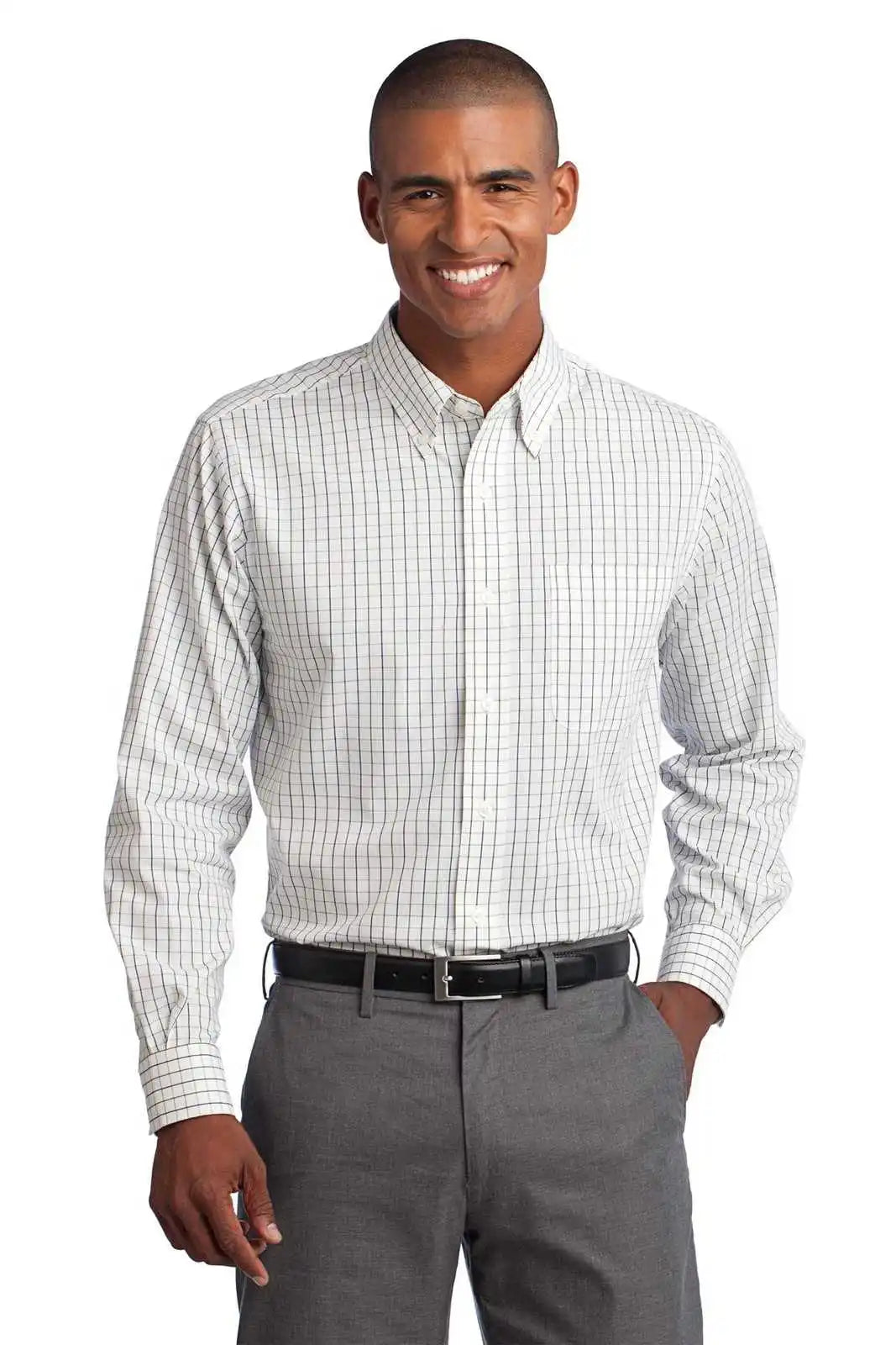 Port Authority S642 Tattersall Easy Care Shirt - Green Navy