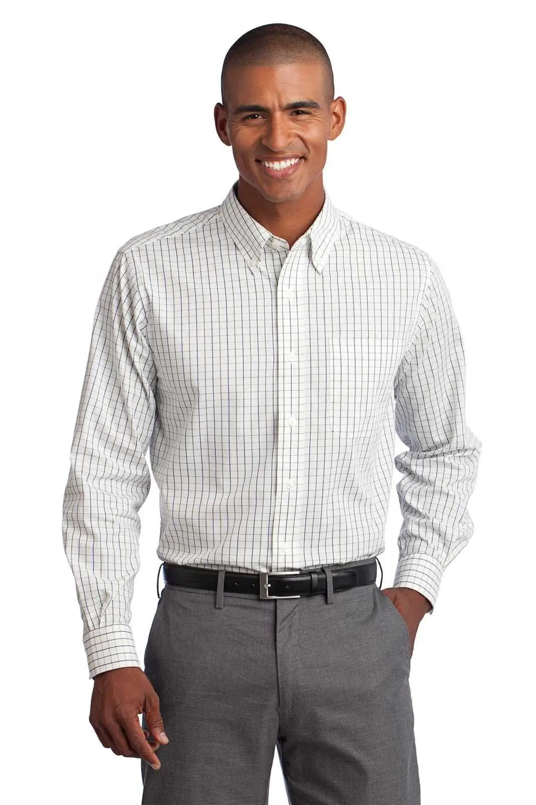 Port Authority S642 Tattersall Easy Care Shirt - Green Navy