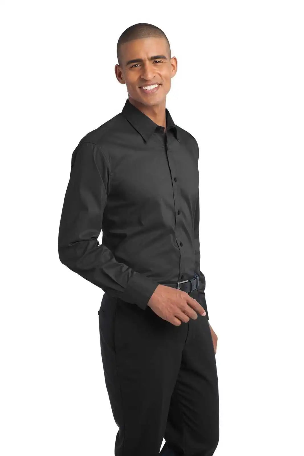 Port Authority S646 Stretch Poplin Shirt - Gray Smoke