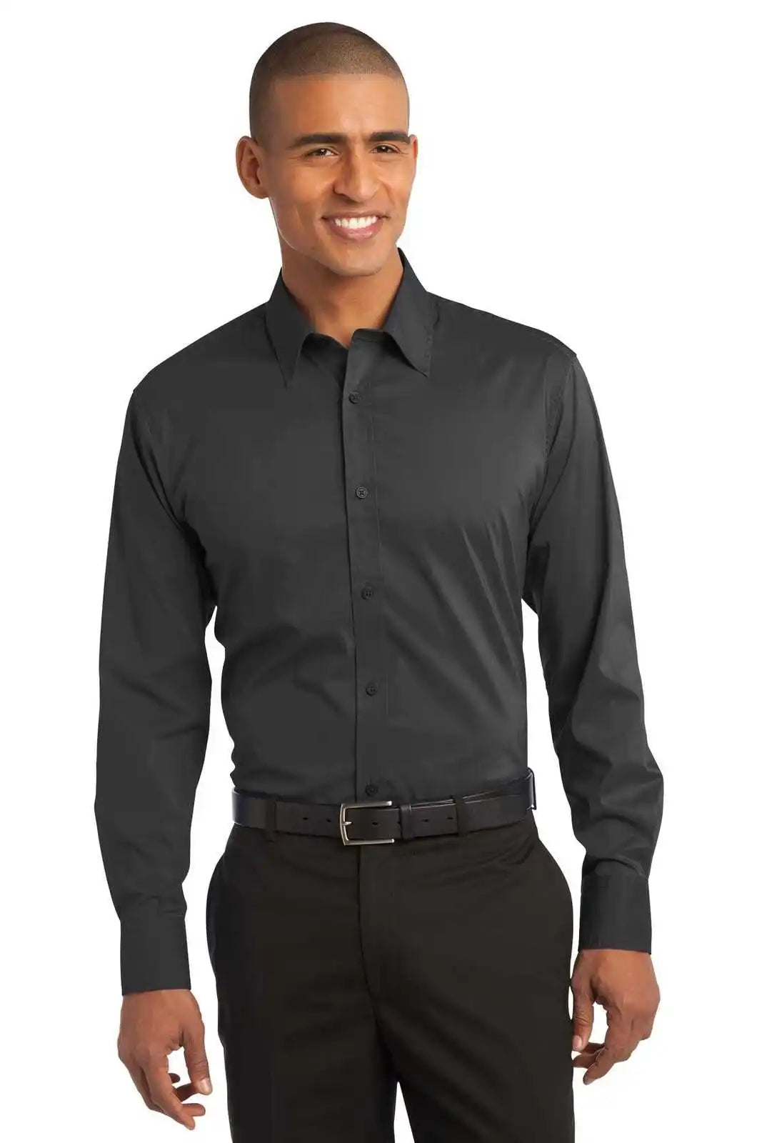 Port Authority S646 Stretch Poplin Shirt - Gray Smoke