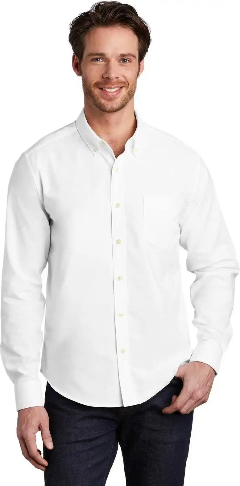 Port Authority S651 Untucked Fit Superpro Oxford - White