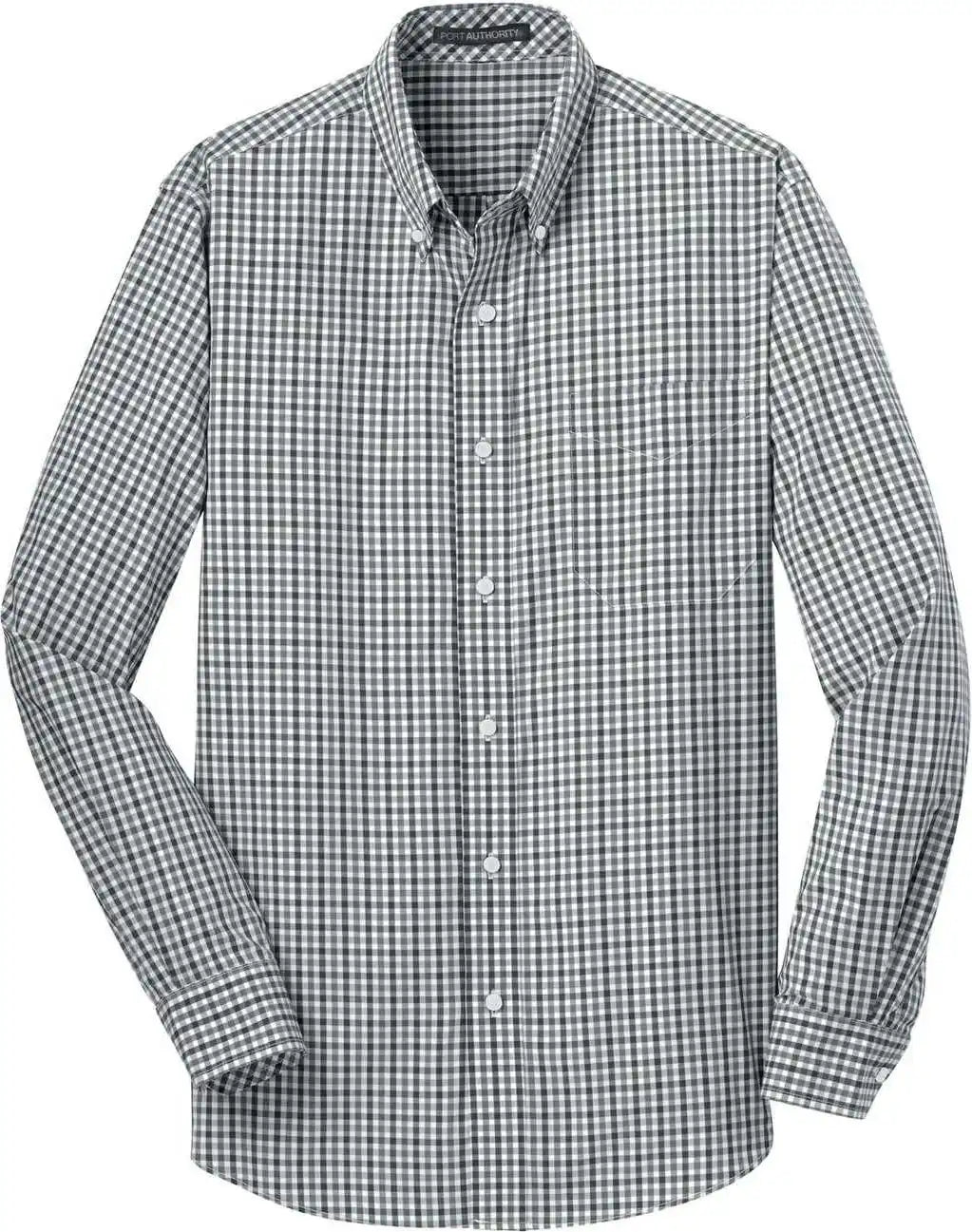 Port Authority S654 Long Sleeve Gingham Easy Care Shirt Black Charcoal