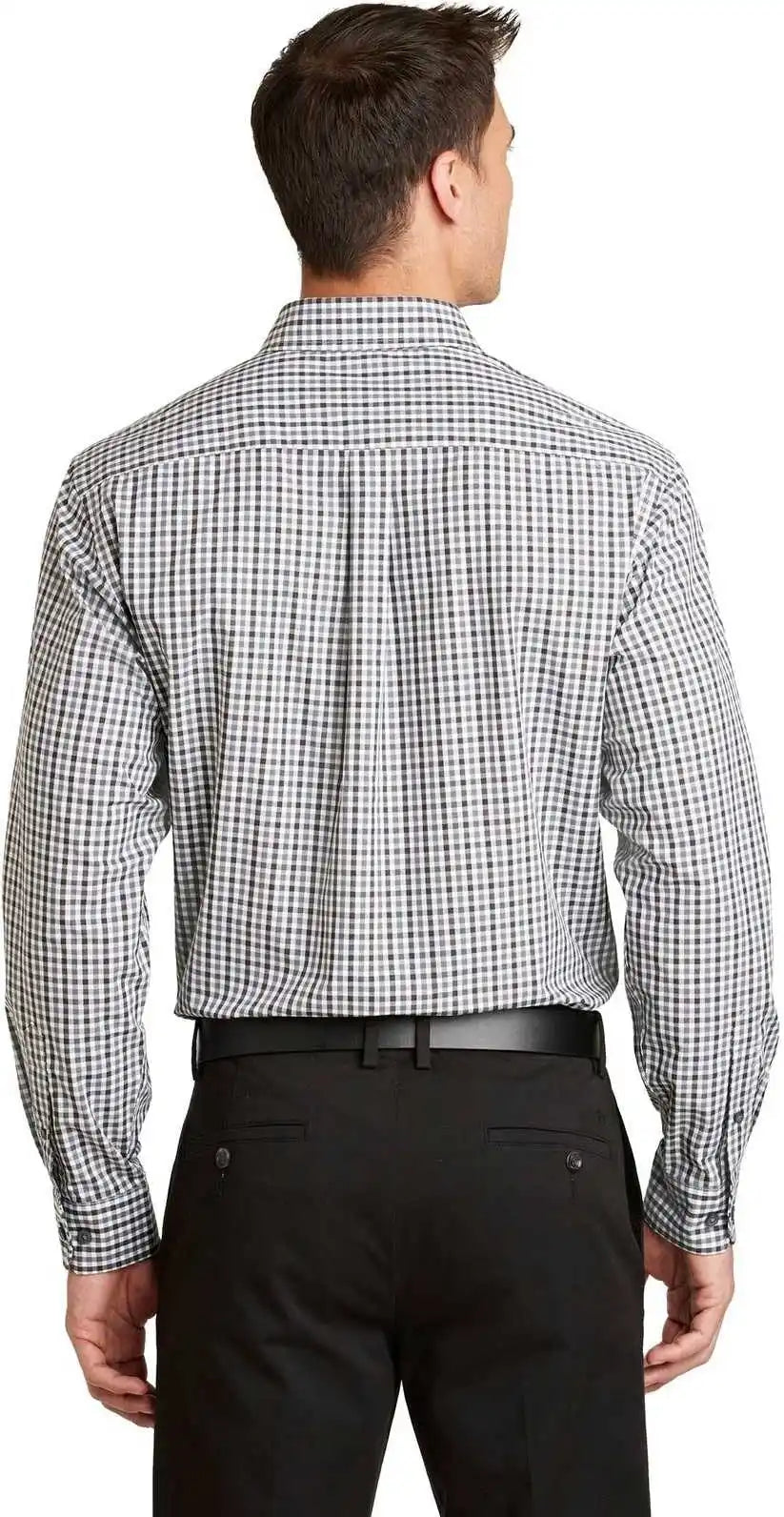 Port Authority S654 Long Sleeve Gingham Easy Care Shirt Black Charcoal