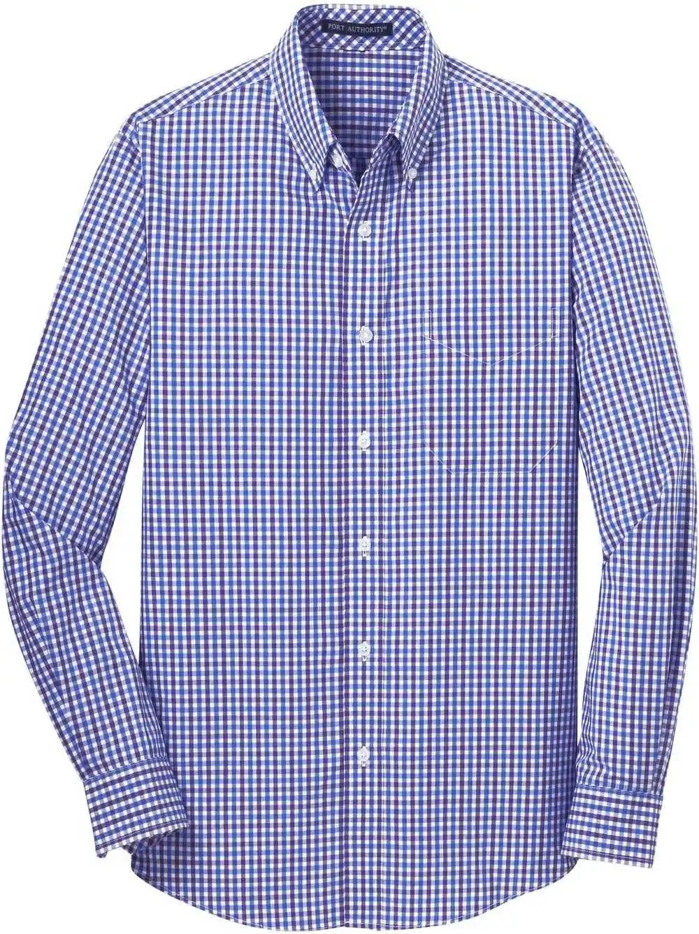 Port Authority S654 Long Sleeve Gingham Easy Care Shirt Blue Purple