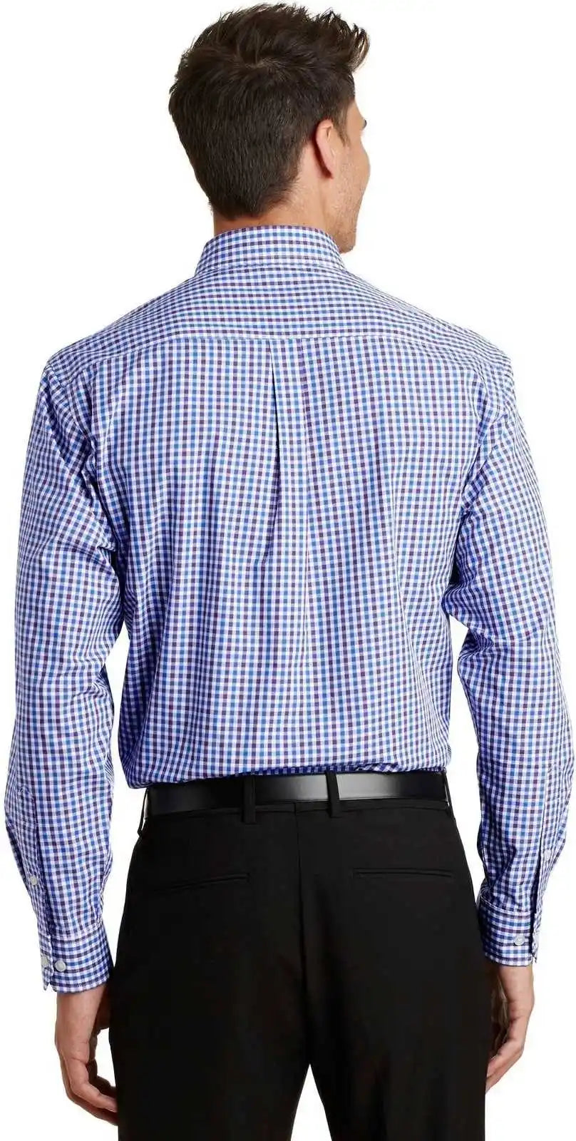 Port Authority S654 Long Sleeve Gingham Easy Care Shirt Blue Purple