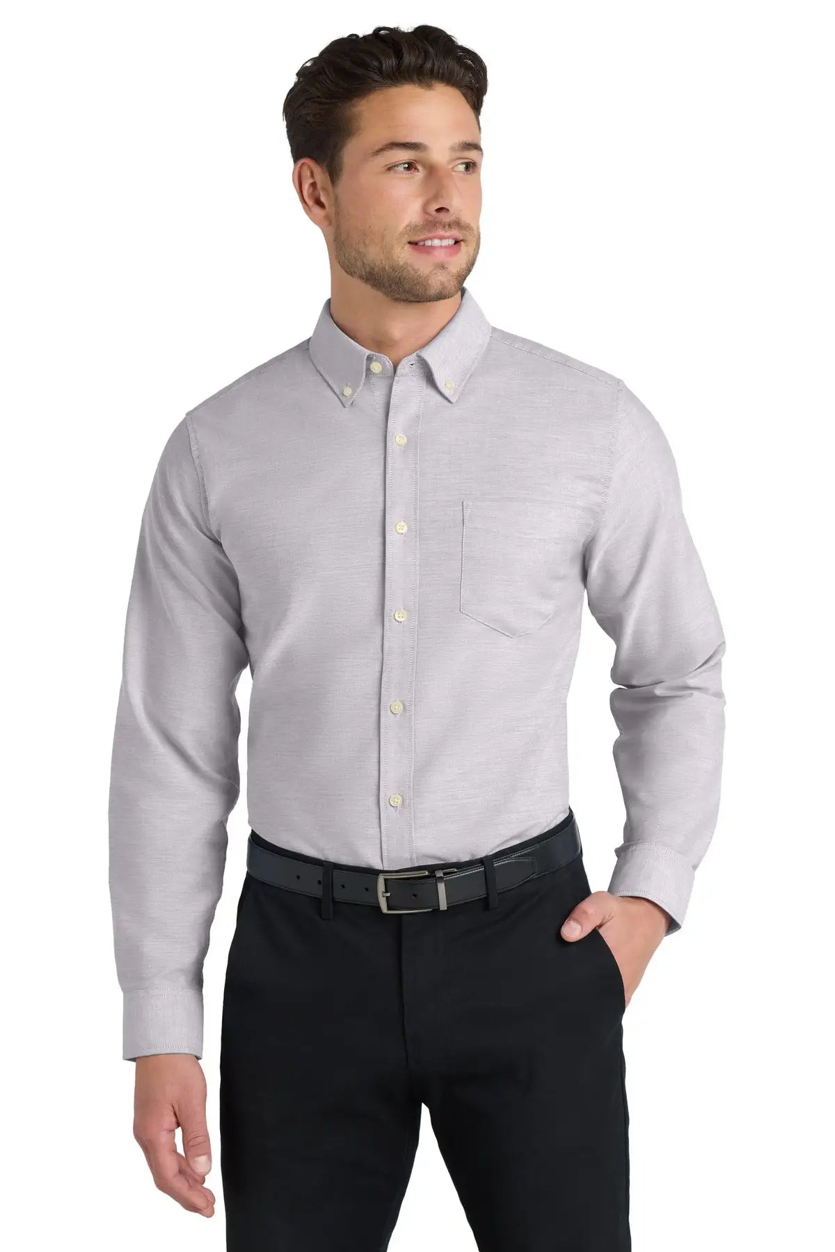 Port Authority S658 Superpro Oxford Shirt - Gusty Gray - Adult Xs