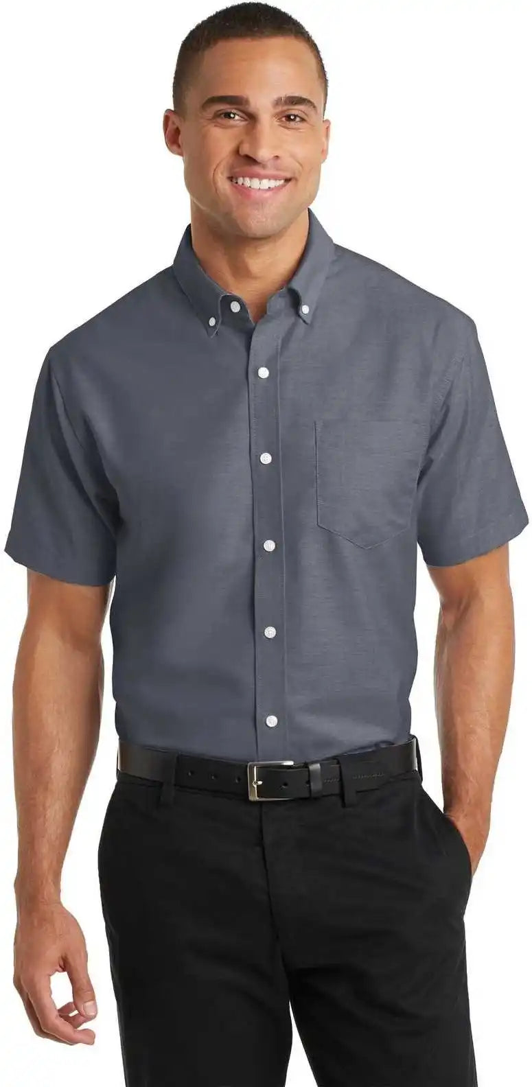 Port Authority S659 Short Sleeve Superpro Oxford Shirt - Black