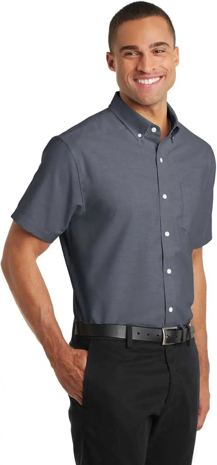 Port Authority S659 Short Sleeve Superpro Oxford Shirt Black