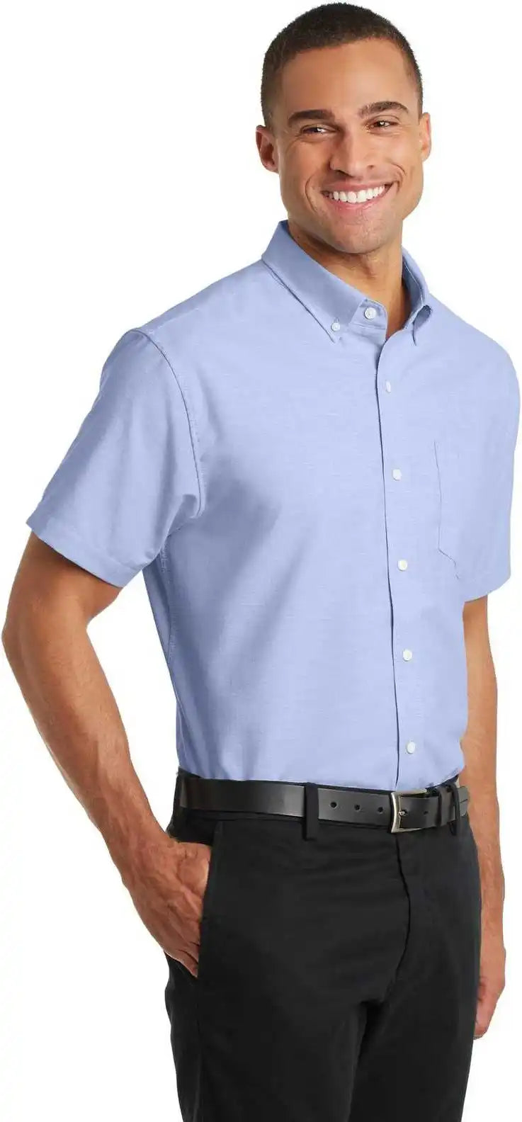 Port Authority S659 Short Sleeve Superpro Oxford Shirt Blue