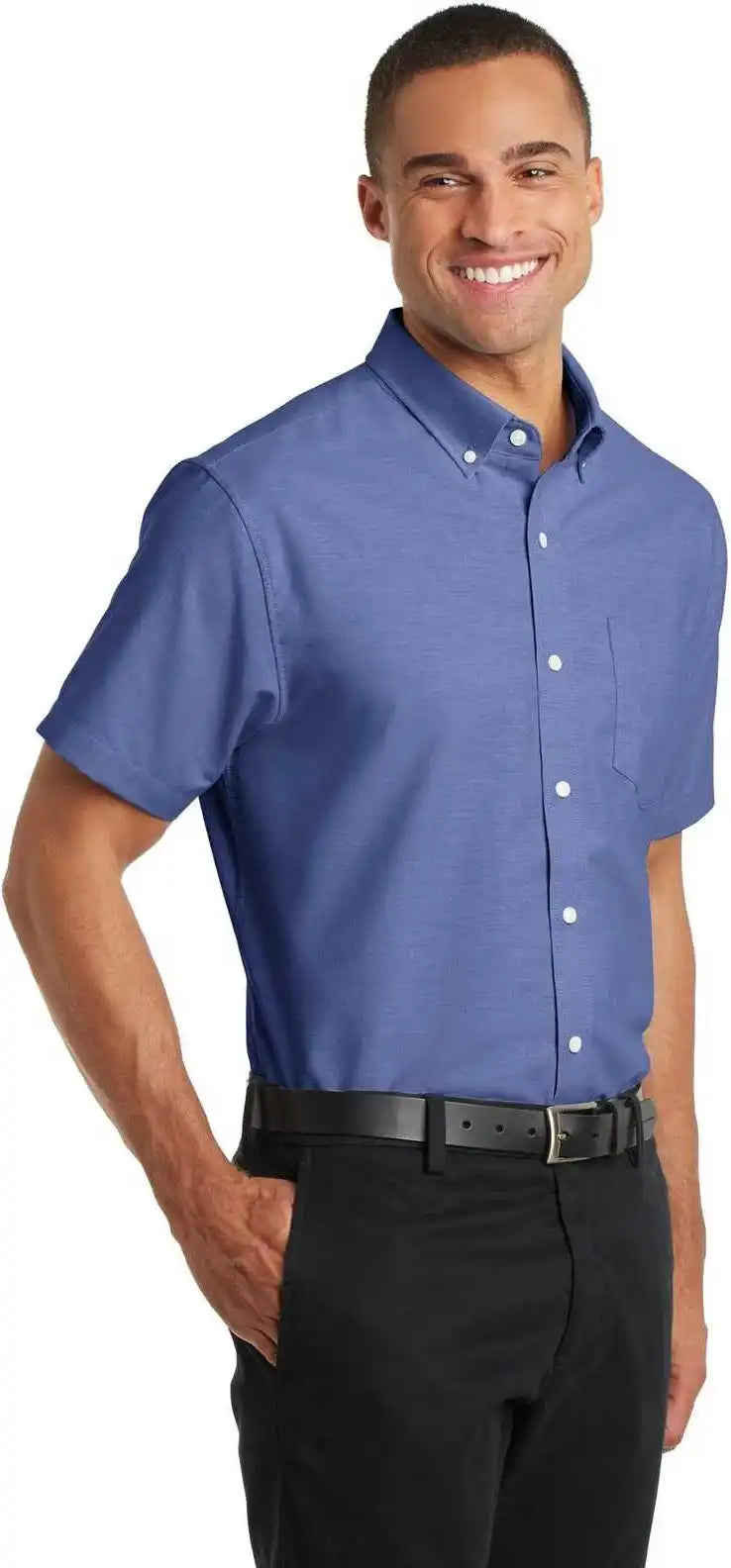 Port Authority S659 Short Sleeve Superpro Oxford Shirt Navy