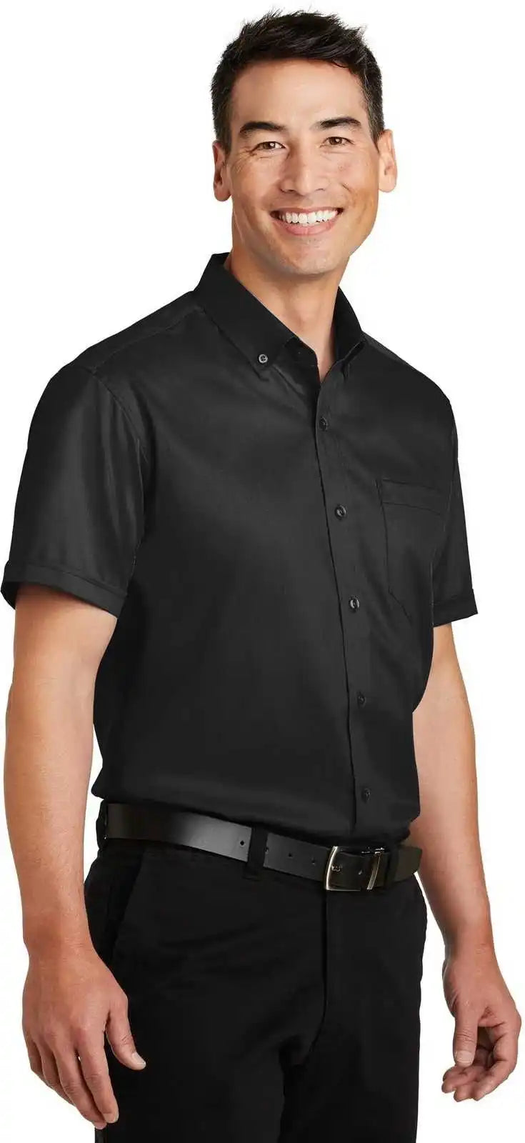 Port Authority S664 Short Sleeve Superpro Twill Shirt - Black