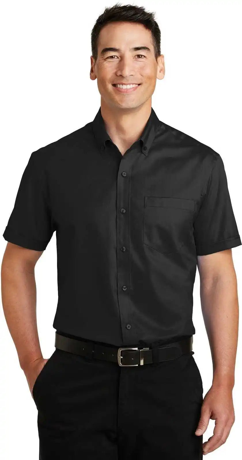 Port Authority S664 Short Sleeve Superpro Twill Shirt - Black