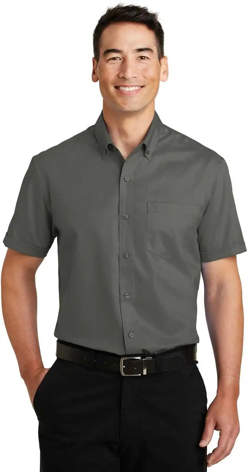Port Authority S664 Short Sleeve Superpro Twill Shirt - Sterling Gray