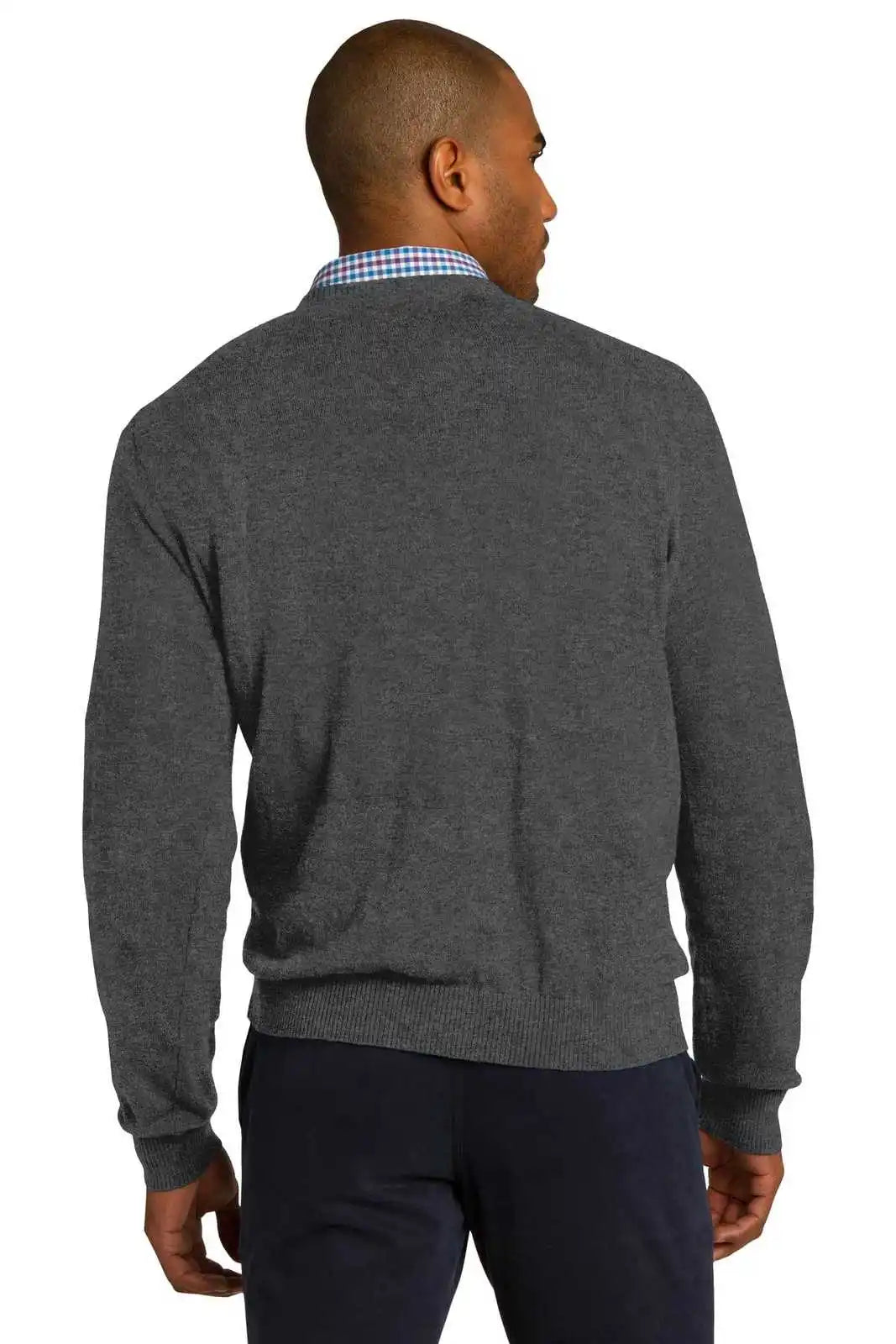 Port Authority Sw285 V-neck Sweater - Charcoal Heather