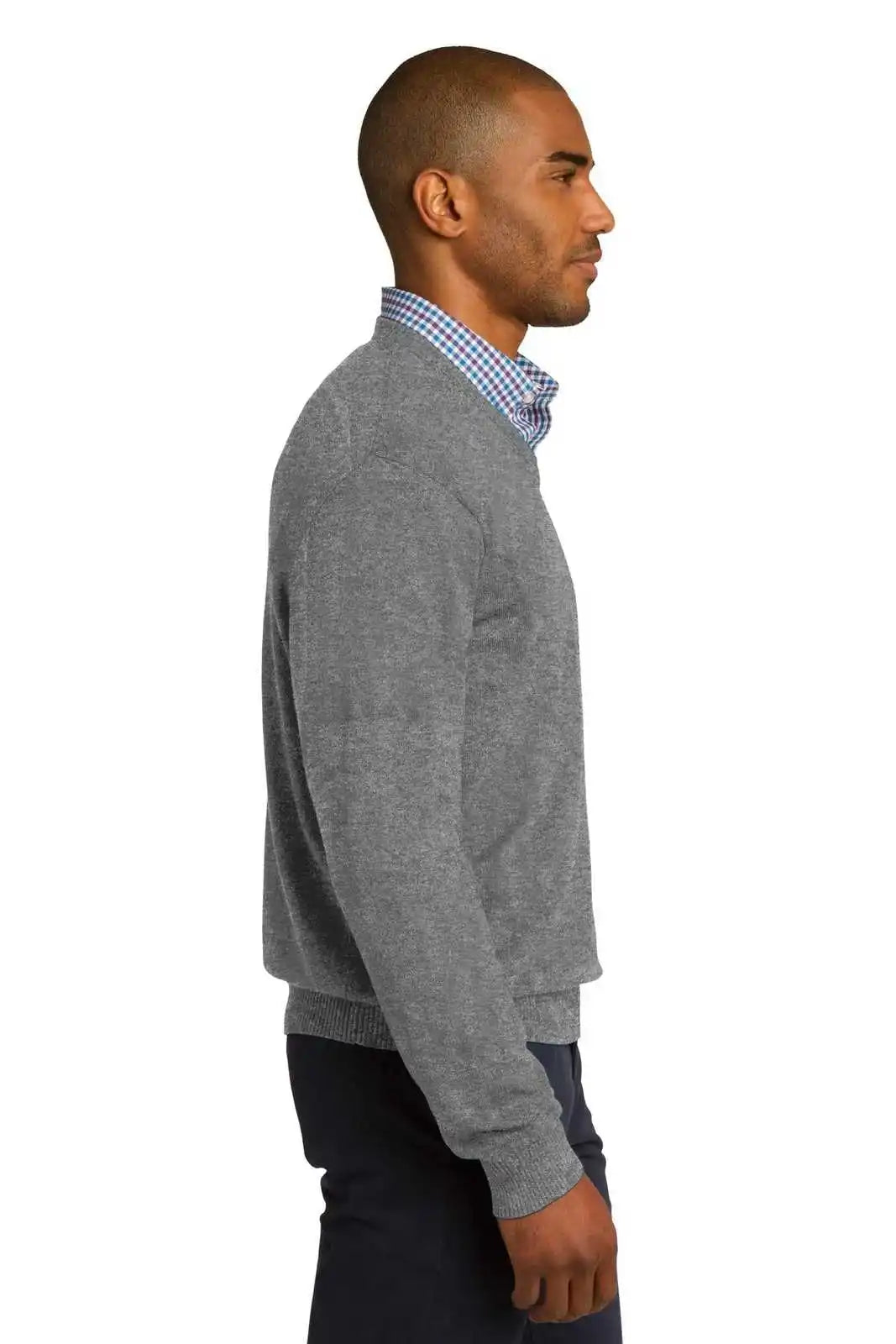 Port Authority Sw285 V-neck Sweater - Medium Heather Gray