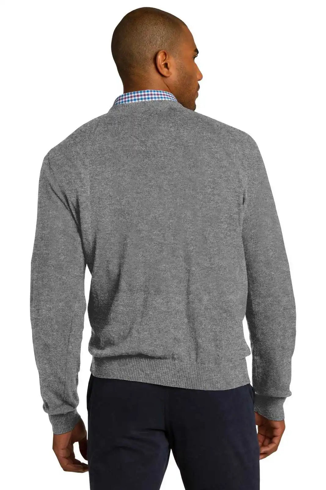 Port Authority Sw285 V-neck Sweater - Medium Heather Gray