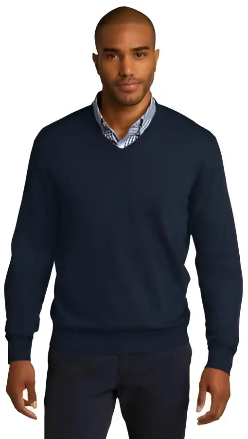 Port Authority Sw285 V-neck Sweater - Navy / Adult Xs