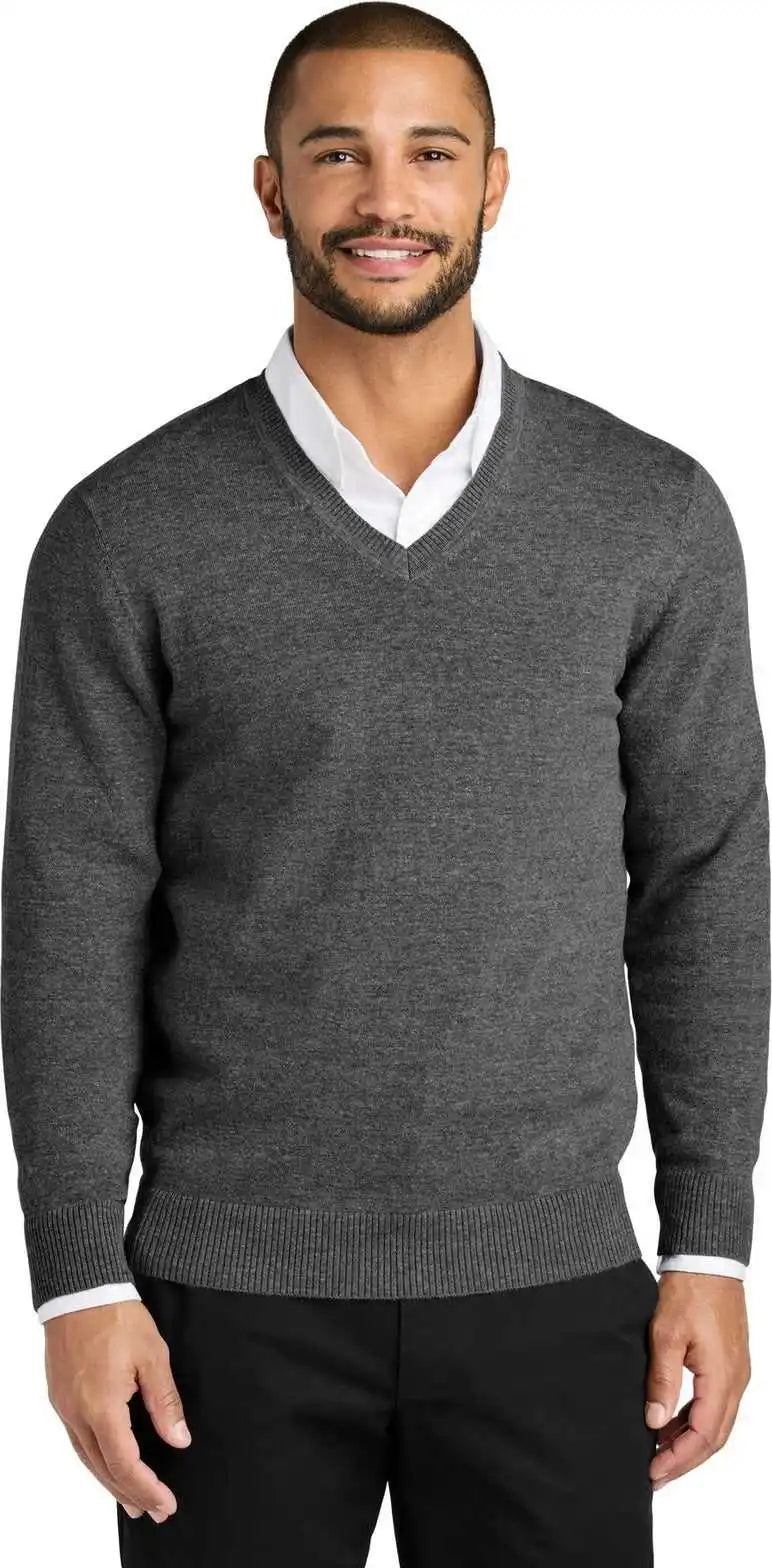 Port Authority Sw2850 Easy Care V-neck Sweater - Charcoal Heather